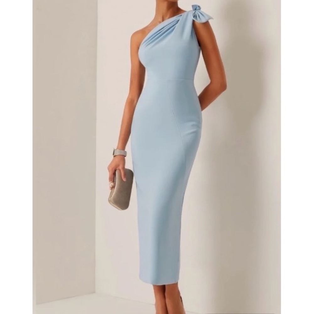 FEHAUTE One Shoulder Gown Womens 6 Light Blue New With Tags